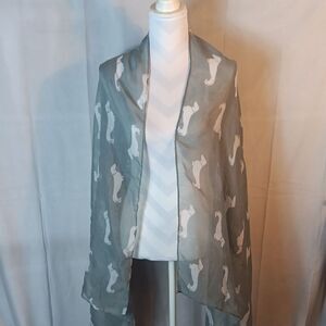 Gray Sheer Dachshund  Print Scarf